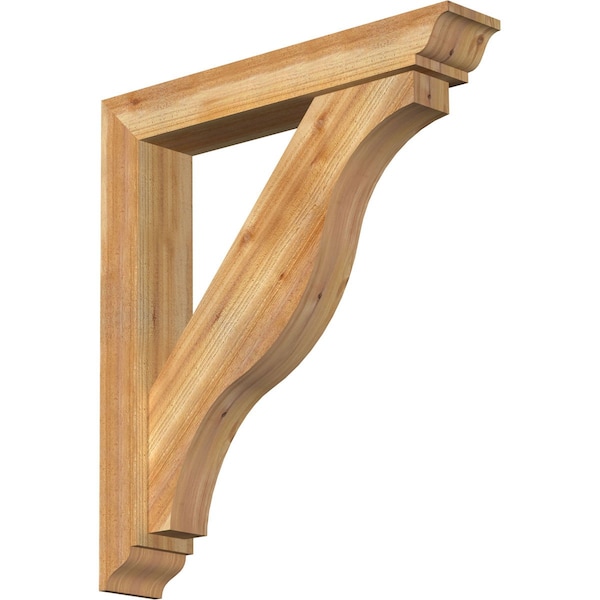 Ekena Millwork Funston Traditional Rough Sawn Bracket w/ Offset Brace, Western Red Cedar, 6"W x 34"D x 38"H BKT0604X34X38FST01RWR - main